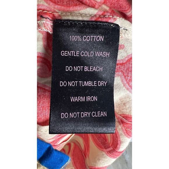 Liza Byrd Womens Mandarin Collar Colorful Button Up Cotton Tunic Top Size M - Picture 7 of 9